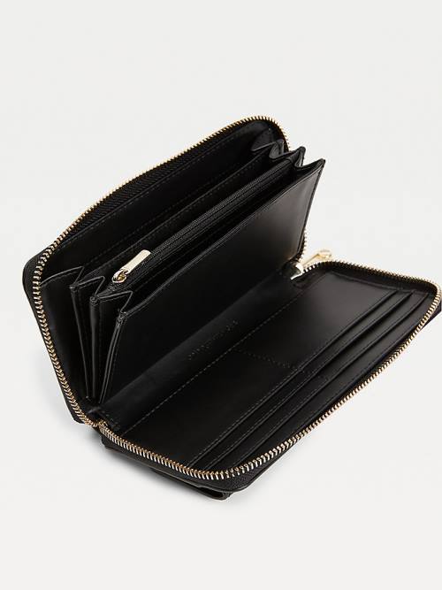 Black Tommy Hilfiger Iconic Large Zip-Around Women's Wallets | TH328BZW