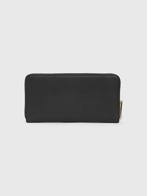 Black Tommy Hilfiger Iconic Large Zip-Around Women's Wallets | TH692MET