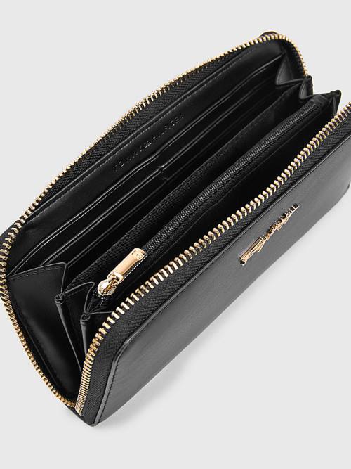 Black Tommy Hilfiger Iconic Large Zip-Around Women's Wallets | TH692MET