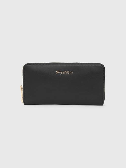 Black Tommy Hilfiger Iconic Large Zip-Around Women\'s Wallets | TH692MET