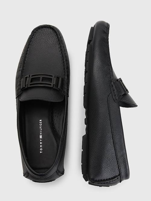 Black Tommy Hilfiger Iconic Leather Driving Men's Formal Shoes | TH875JYU