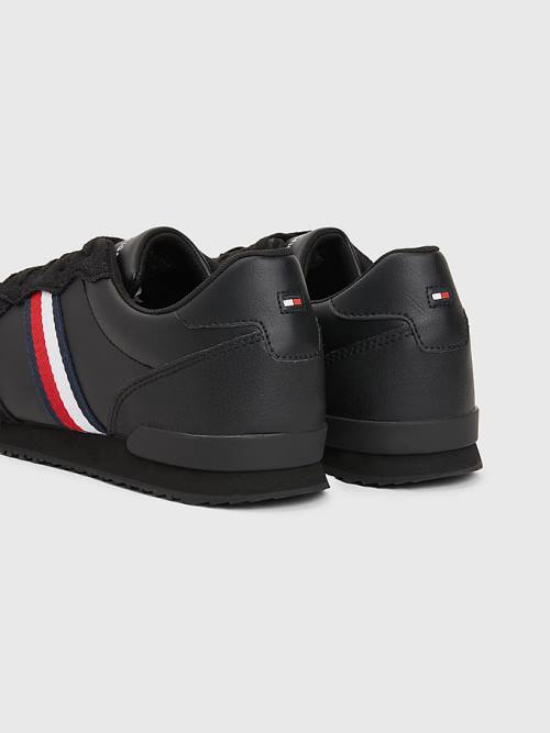 Black Tommy Hilfiger Iconic Leather Retro Running Men's Sneakers | TH536KWT