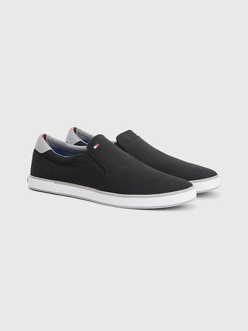 Black Tommy Hilfiger Iconic Slip-On Canvas Men\'s Sneakers | TH578MHN