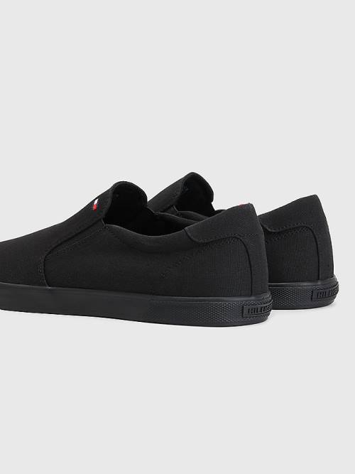 Black Tommy Hilfiger Iconic Slip-On Canvas Men's Sneakers | TH983UPN