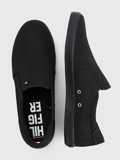 Black Tommy Hilfiger Iconic Slip-On Canvas Men's Sneakers | TH983UPN