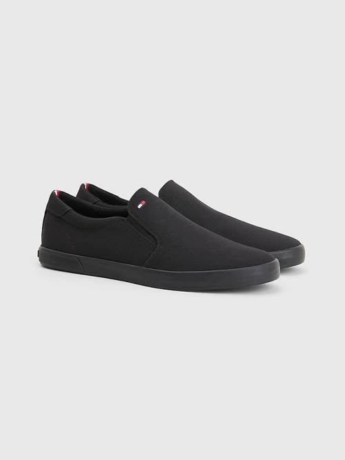 Black Tommy Hilfiger Iconic Slip-On Canvas Men\'s Sneakers | TH983UPN