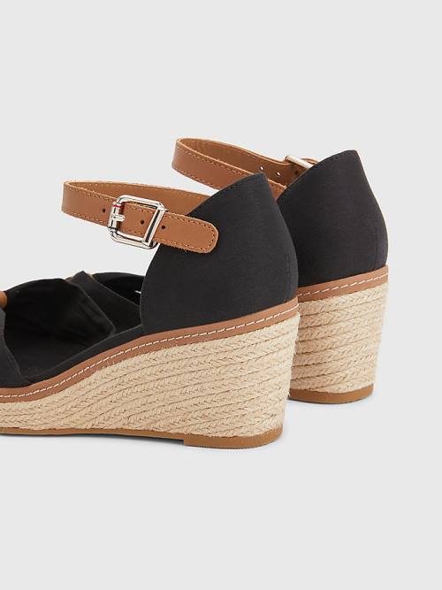 Black Tommy Hilfiger Iconic Wedge Espadrille Women's Sandals | TH698EJK