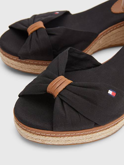 Black Tommy Hilfiger Iconic Wedge Espadrille Women's Sandals | TH698EJK