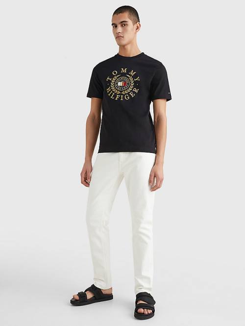 Black Tommy Hilfiger Icons Embroidery Men's T Shirts | TH617AJO