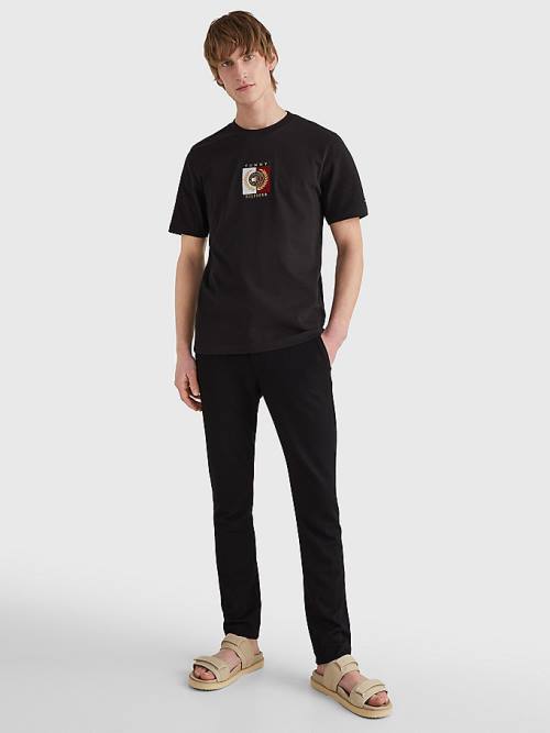 Black Tommy Hilfiger Icons Logo Men's T Shirts | TH631DKH