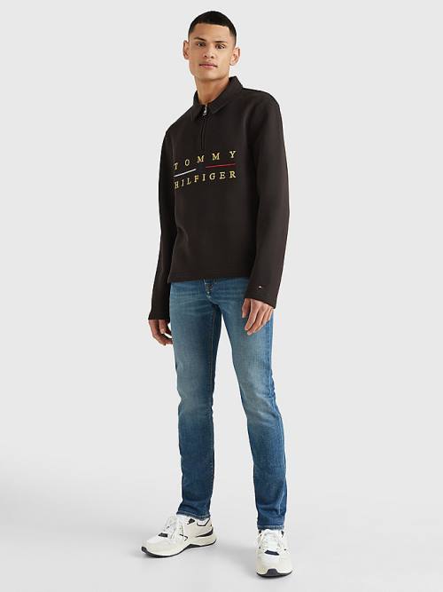 Black Tommy Hilfiger Icons Mock Turtleneck Relaxed Fit Men's Sweatshirts | TH120XFB