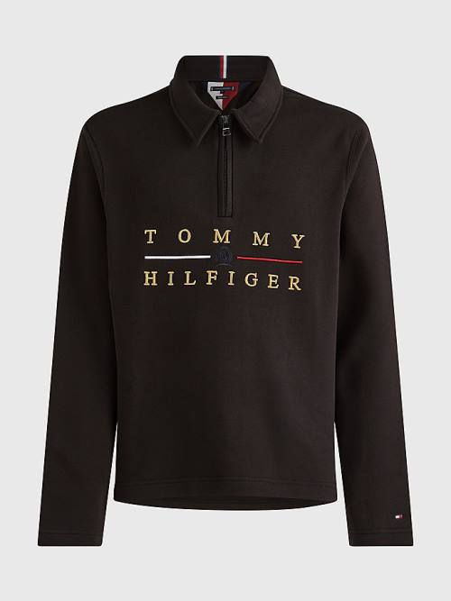 Black Tommy Hilfiger Icons Mock Turtleneck Relaxed Fit Men's Sweatshirts | TH120XFB