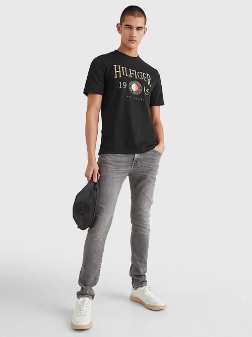 Black Tommy Hilfiger Icons Relaxed Fit Men's T Shirts | TH562JSO