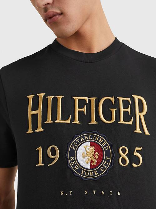 Black Tommy Hilfiger Icons Relaxed Fit Men's T Shirts | TH562JSO