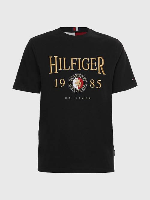 Black Tommy Hilfiger Icons Relaxed Fit Men's T Shirts | TH562JSO