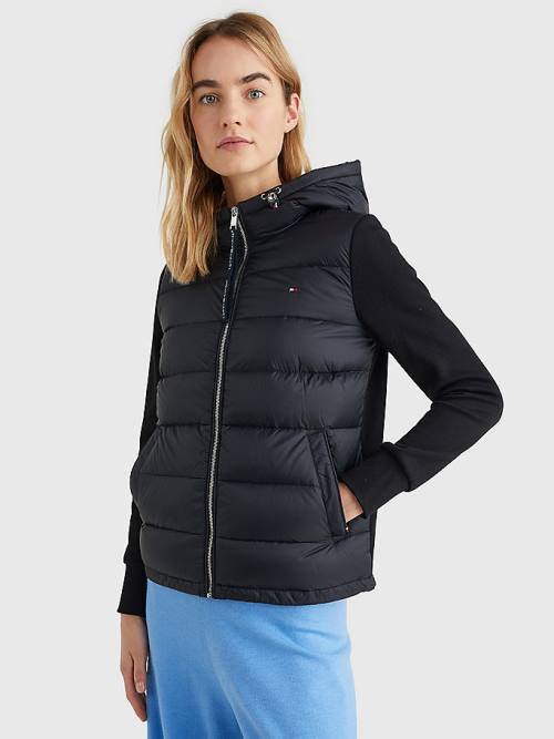 Black Tommy Hilfiger Knit Mix Down-Filled Women\'s Jackets | TH478RXD