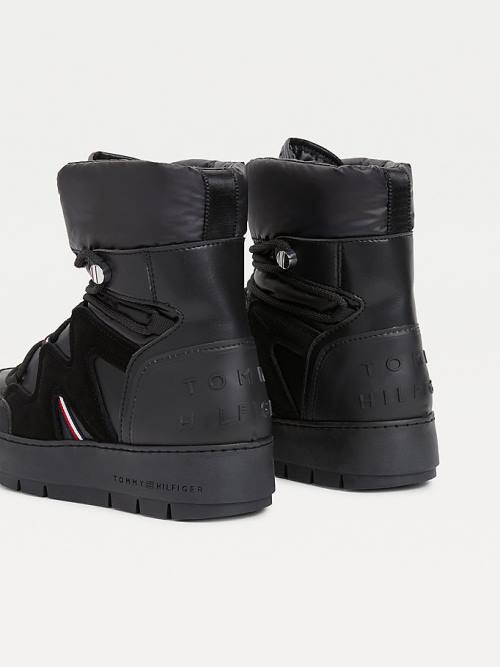 Black Tommy Hilfiger Lace-Up Snow Women's Boots | TH902SJE