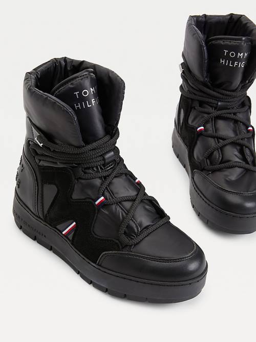 Black Tommy Hilfiger Lace-Up Snow Women's Boots | TH902SJE