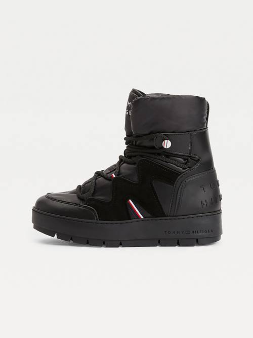 Black Tommy Hilfiger Lace-Up Snow Women's Boots | TH902SJE