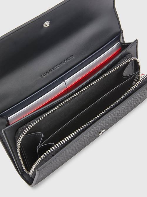 Black Tommy Hilfiger Large Flap Women's Wallets | TH387WSD