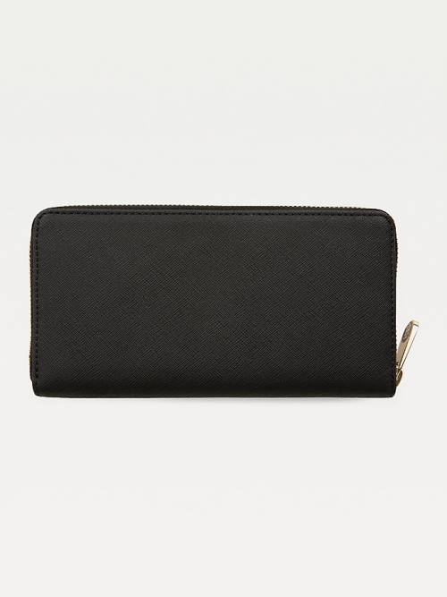 Black Tommy Hilfiger Large Monogram Zip Women's Wallets | TH548ERD