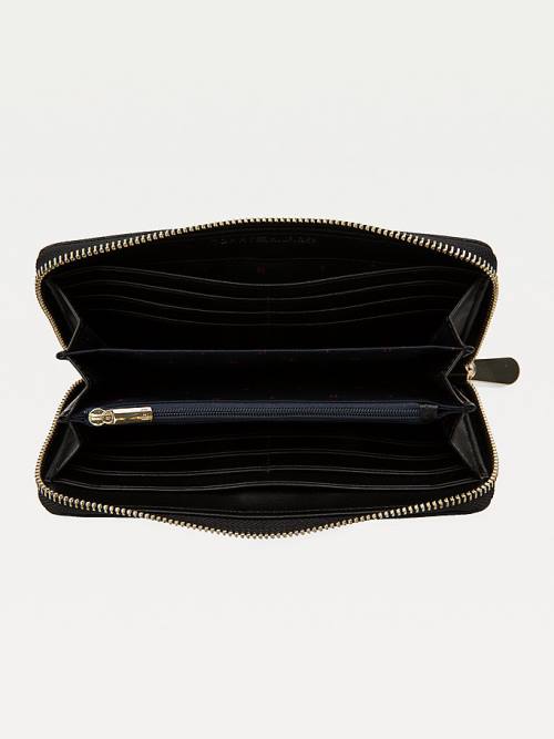 Black Tommy Hilfiger Large Monogram Zip Women's Wallets | TH548ERD