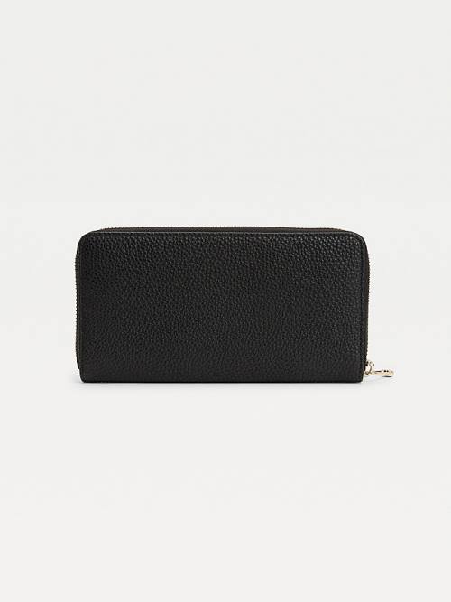 Black Tommy Hilfiger Large Zip-Around Monogram Women's Wallets | TH189KOU