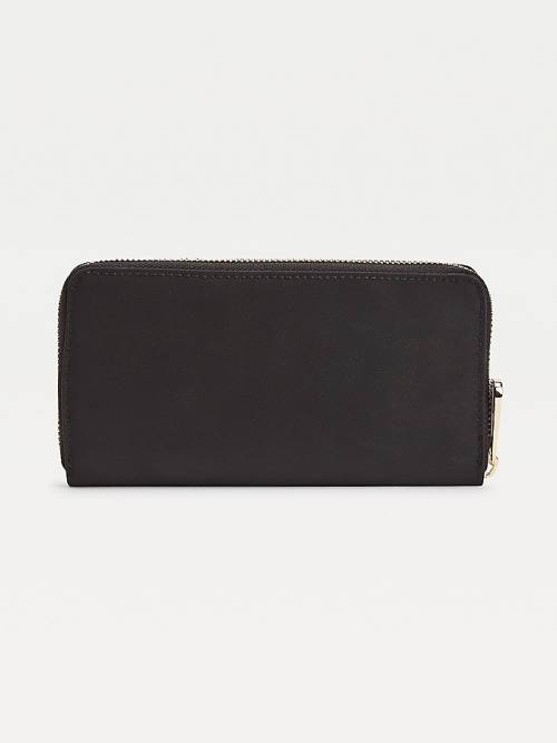 Black Tommy Hilfiger Large Zip-Around Recycled Women's Wallets | TH761VQK