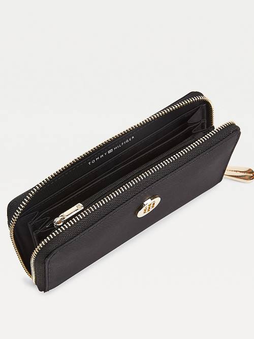 Black Tommy Hilfiger Large Zip-Around Recycled Women's Wallets | TH761VQK