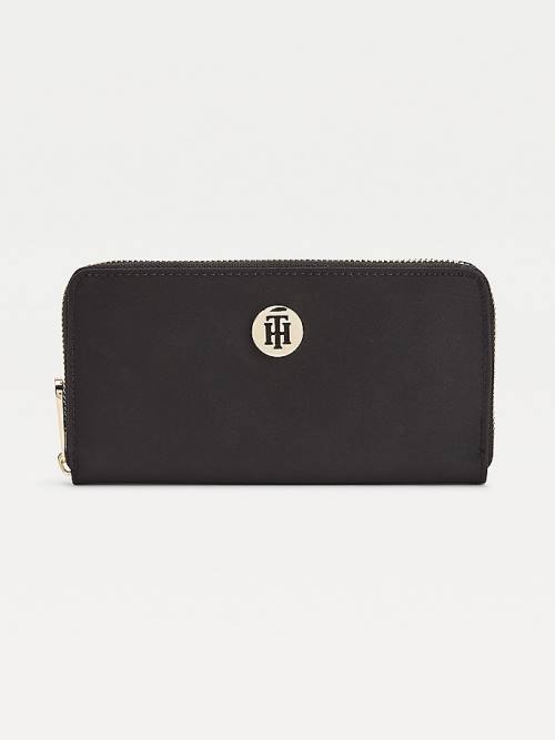 Black Tommy Hilfiger Large Zip-Around Recycled Women\'s Wallets | TH761VQK