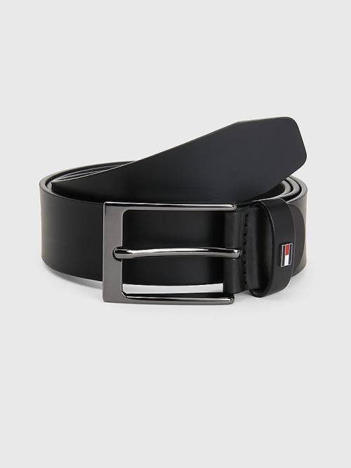 Black Tommy Hilfiger Layton Adjustable Organic Leather Men\'s Belts | TH061VFZ