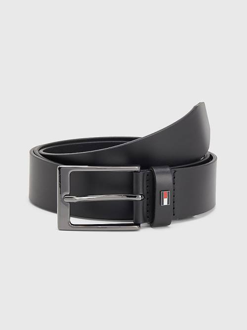 Black Tommy Hilfiger Layton Leather Flag Men\'s Belts | TH539LNT