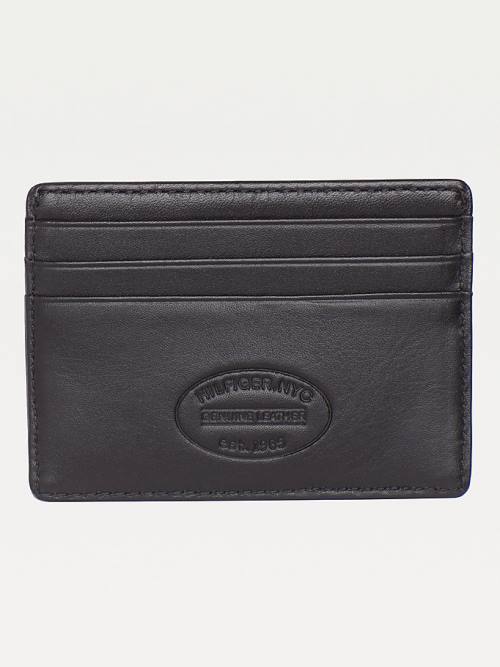 Black Tommy Hilfiger Leather Card Holder Men's Wallets | TH735TWD