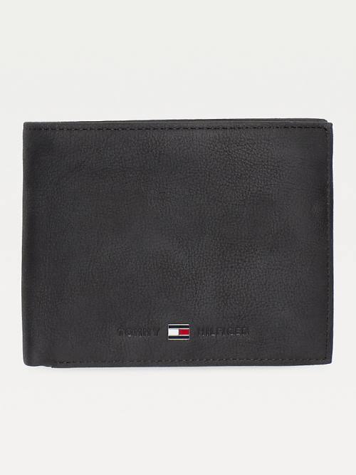 Black Tommy Hilfiger Leather Credit Card Men\'s Wallets | TH576JDA