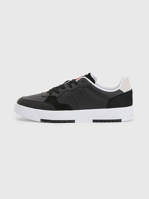 Black Tommy Hilfiger Leather Cupsole Men's Sneakers | TH098GNB