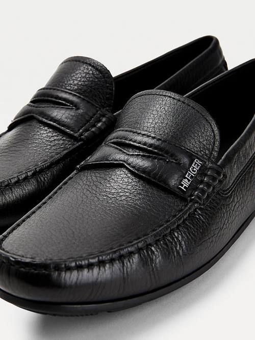 Black Tommy Hilfiger Leather Driver Men's Formal Shoes | TH274KGX