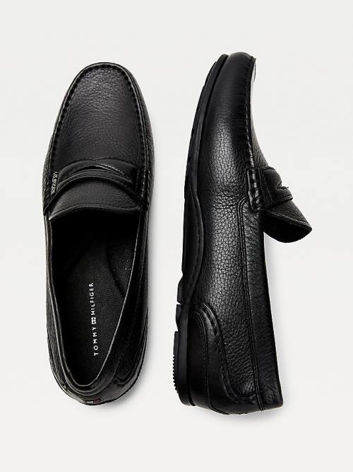 Black Tommy Hilfiger Leather Driver Men's Formal Shoes | TH274KGX