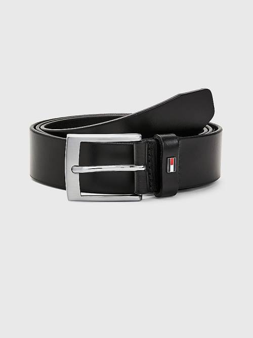 Black Tommy Hilfiger Leather Flag Men\'s Belts | TH780RWI