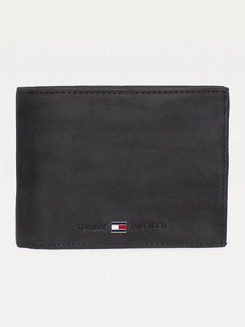 Black Tommy Hilfiger Leather Flap Men\'s Wallets | TH134TLS