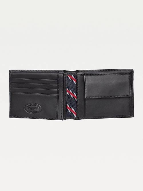 Black Tommy Hilfiger Leather Flap Men's Wallets | TH861HLA