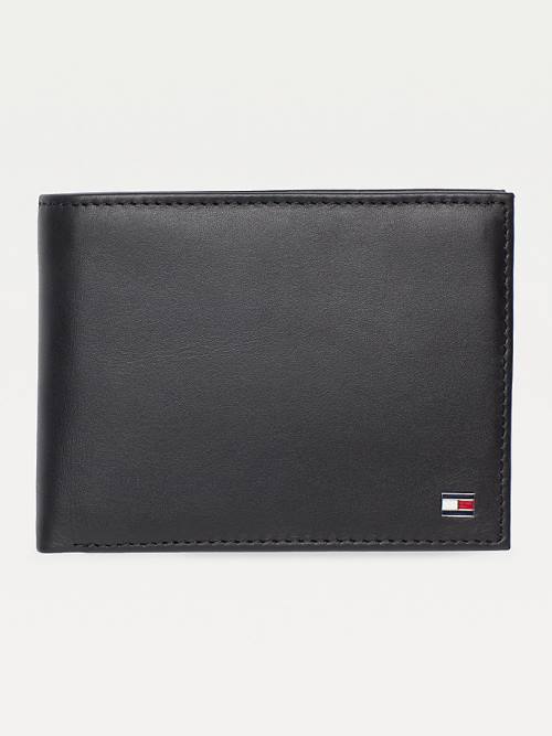 Black Tommy Hilfiger Leather Flap Men\'s Wallets | TH861HLA