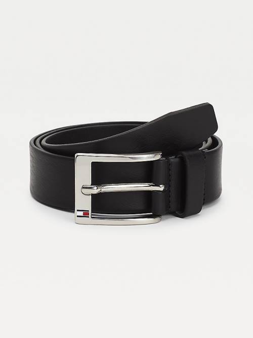 Black Tommy Hilfiger Leather Men\'s Belts | TH841ZAN