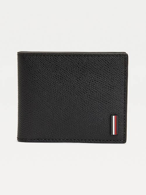 Black Tommy Hilfiger Leather Small Credit Card Men\'s Wallets | TH581DOE