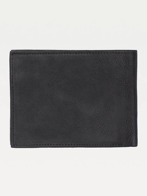 Black Tommy Hilfiger Leather Trifold Men's Wallets | TH672XVC