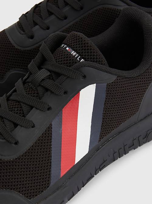 Black Tommy Hilfiger Lightweight Knit Men's Sneakers | TH194ZIL