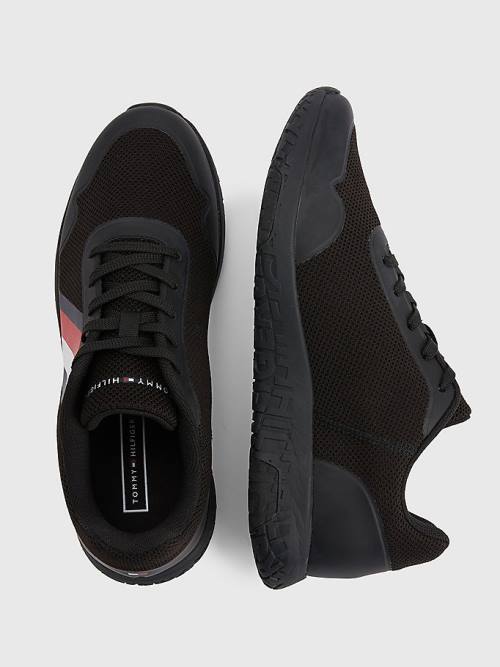 Black Tommy Hilfiger Lightweight Knit Men's Sneakers | TH194ZIL