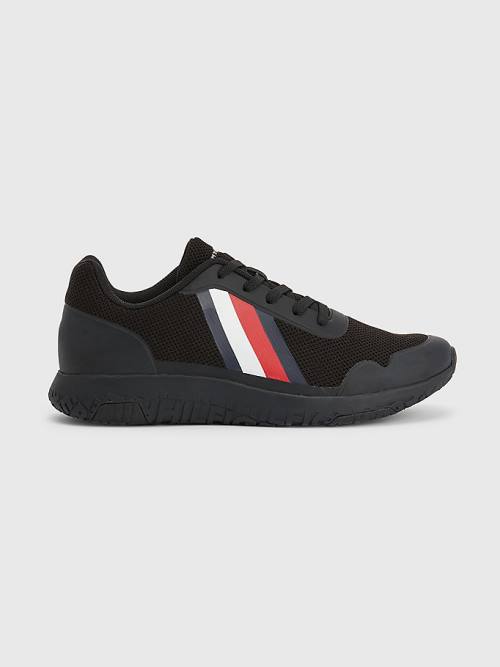 Black Tommy Hilfiger Lightweight Knit Men's Sneakers | TH194ZIL