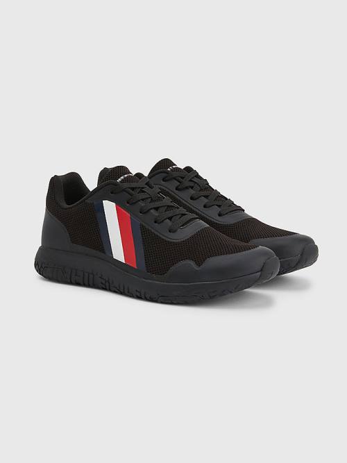 Black Tommy Hilfiger Lightweight Knit Men\'s Sneakers | TH194ZIL