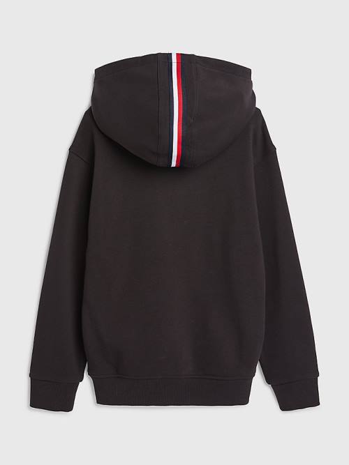 Black Tommy Hilfiger Logo Embroidery Boys' Hoodie | TH425IUN