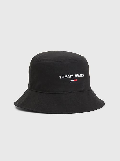 Black Tommy Hilfiger Logo Embroidery Bucket Women\'s Hats | TH609VIF